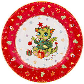 Тарелка закусочная 'С Новым Годом!' 19 см, красная 1