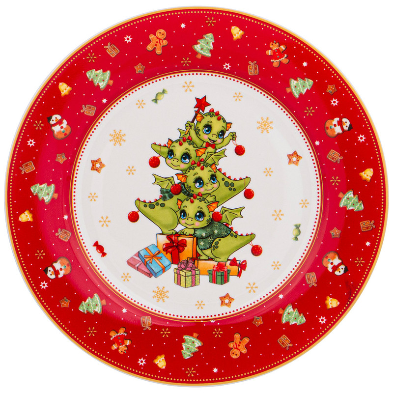 Тарелка закусочная 'С Новым Годом!' 19 см, красная