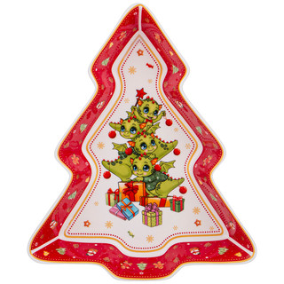 Блюдо-ёлка 'С Новым Годом!' 25х21 см, красное 1