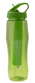 Бутылка для воды 750 мл, спортивная, пластик, контейнер для льда, зеленый