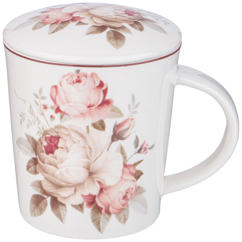 Кружка заварочная 'Мэрибель' 320 мл, металлическое сито, фарфоровая крышка