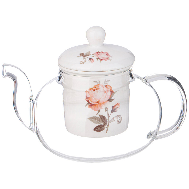 Чайник стеклянный 'Мэрибель' 650 мл, фарфоровое сито