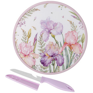 Доска разделочная 'Ирисы' с ножом, диаметр 27.5 см 1