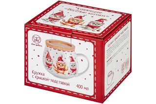 Кружка 'Котики', 400 мл, бочонок + крышка-подставка 3