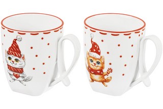 Набор из 2-х кружек 'Котики', 300 мл, ручка петля 4