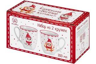Набор из 2-х кружек 'Котики', 300 мл, ручка петля 3