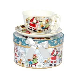 Чашка с блюдцем 'Дед Мороз', фарфор
