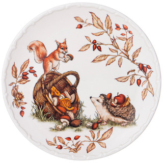 Тарелка закусочная 'Лесная сказка.Осень', Ёж и Белка, 21 см, Lefard 359-863
