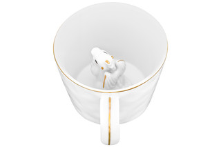 Кружка 'Любопытный дракон внутри кружки' 300 мл, белая с золотом 4