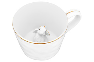 Кружка 'Любопытный дракон внутри кружки' 300 мл, белая с золотом 8