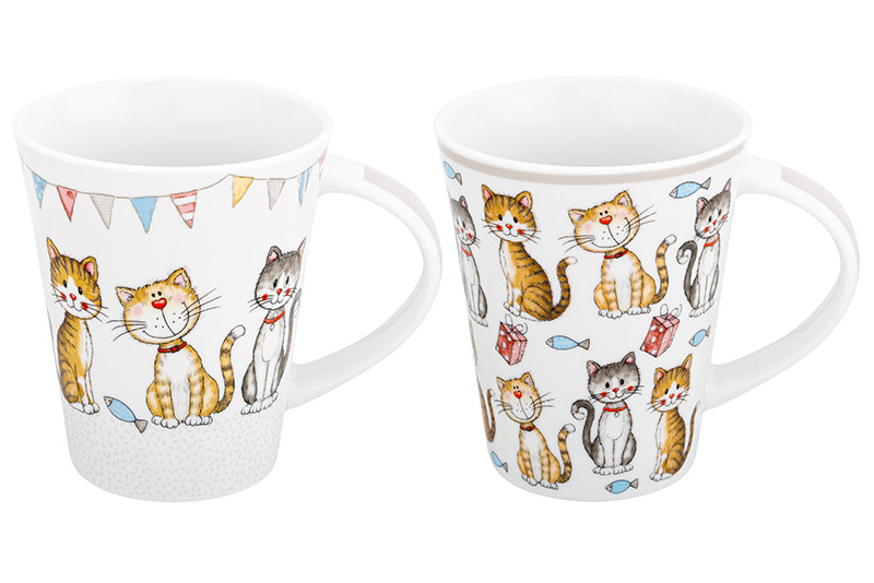 Набор из 2-х кружек 'Кошачья жизнь' 350 мл