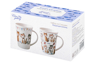 Набор из 2-х кружек 'Кошачья жизнь' 350 мл 7