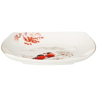 Блюдо 'Лесная сказка' (снегири) 25 см, квадратное 4