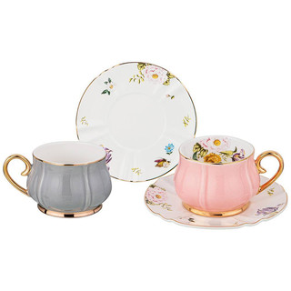Чайный набор 'Времена года' на 2 персоны, 4 предмета, 200 мл, серый и розовый