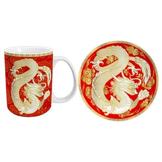Чайная пара 'Китайский Дракон' 500 мл, золотой на красном 2