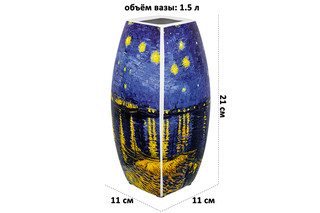 Ваза 1,5 л 'Звездная ночь над Роной' квадрат, NEW BONE CHINA 3