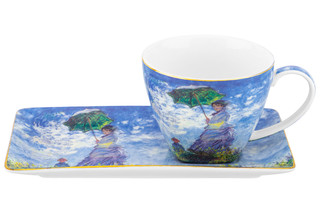 Чашка 250 мл с блюдцем для десерта 'Прогулка'