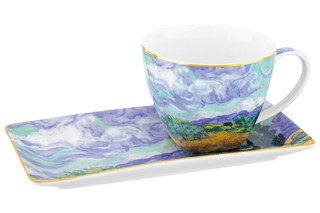 Чашка 250 мл с блюдцем для десерта 'Пшеничное поле с кипарисами' 3