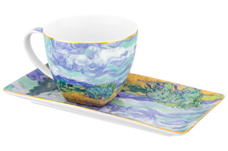 Чашка 250 мл с блюдцем для десерта 'Пшеничное поле с кипарисами' 5