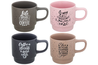 Набор 4 кружек 380 мл 'Кофе' на металлической подставке 4