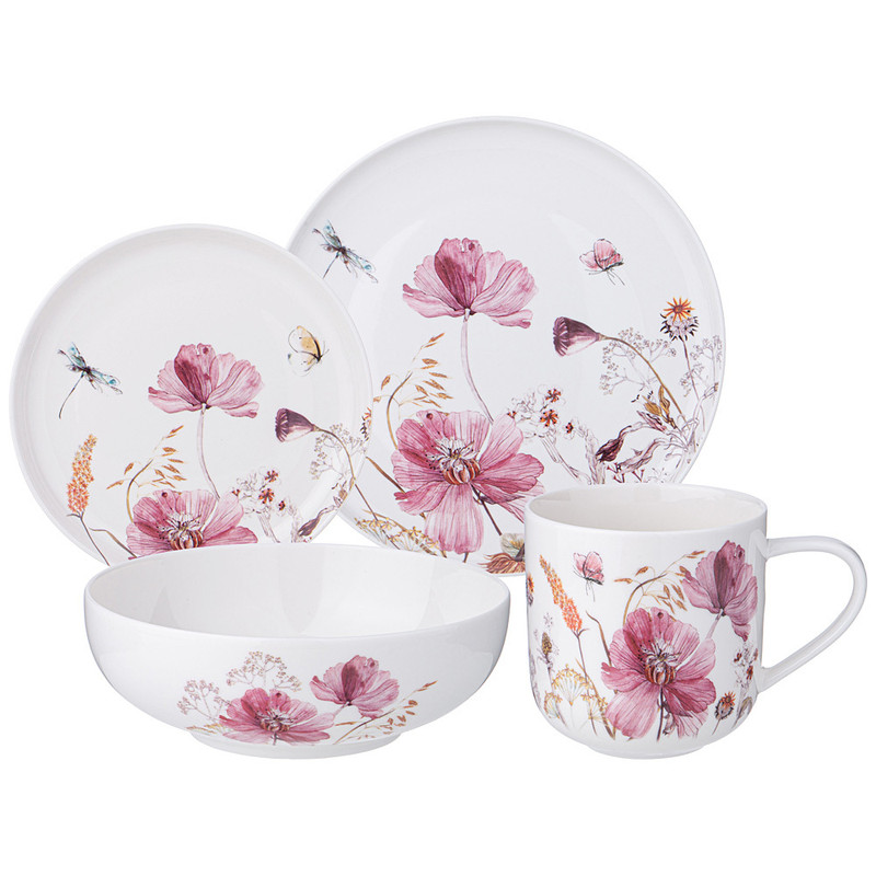 Набор обеденной посуды 'Flowers' на 4 персоны, 16 предметов