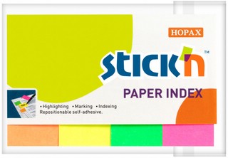 Закладки самоклеящиеся бумажные (50 листов, 20x50мм, 4 цвета)