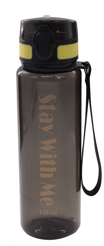 Бутылка для воды 620 мл, Alingar, пластик, держатель, черный