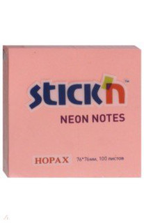 Блок Hopax Stick'n неоновый самоклеящийся розовый 76 x 76 мм 100 листов