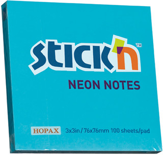 Блок Hopax Stick'n неоновый самоклеящийся голубой 76 x 76 мм ...