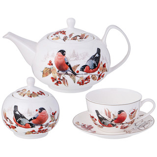 Чайный сервиз 'Лесная сказка' Снегири, на 6 персон, 14 предме...