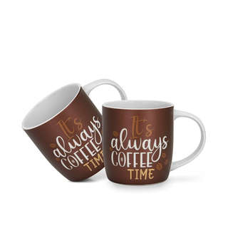 Кружки фарфоровые Fissman, 2 шт. по 310 мл 'It's always coffe...