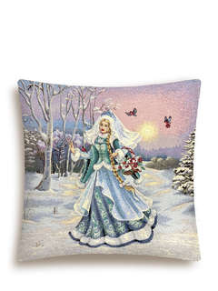 Наволочка декоративная 'Снегурочка' 45х45 см, гобелен, серебр...