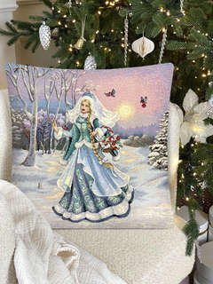 Наволочка декоративная 'Снегурочка' 45х45 см, гобелен, серебро, Le Gobelin 2