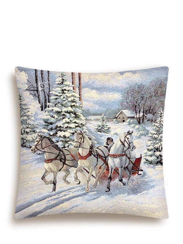 Наволочка декоративная 'Тройка' 45х45 см, гобелен, без люрекса, Le Gobelin