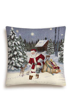Наволочка декоративная 'Дед мороз и лесные друзья' 45х45 см, ...