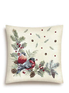 Наволочка декоративная 'Новогодние друзья, Снегири' 45х45 см,...