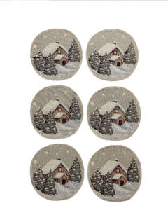 Комплект из 6-ти круглых салфеток 'Новогодний вечер' 11 см, г...