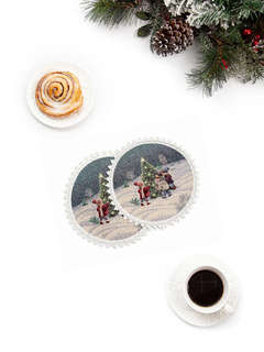 Комплект из 2-х круглых салфеток 'Большая семья' 24 см, гобел...