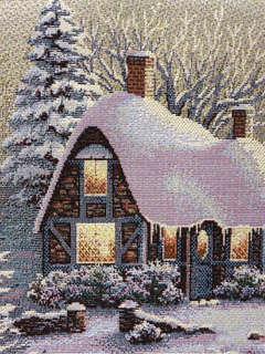 Дорожка для стола 'Гензель и Гретель' 44х140 см, гобелен, серебро, Le Gobelin 3