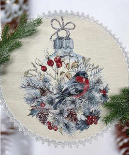 Салфетка круглая 'Снегири. Новогодний шар' 45 см, гобелен, Le...