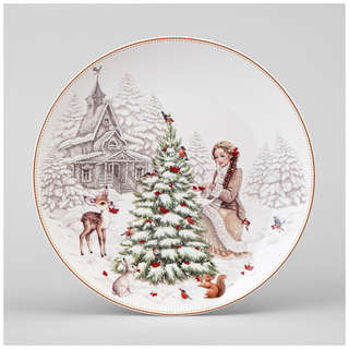 Тарелка закусочная 'Морозко' (Снегурочка у елки) 20.5 см, Lefard 1