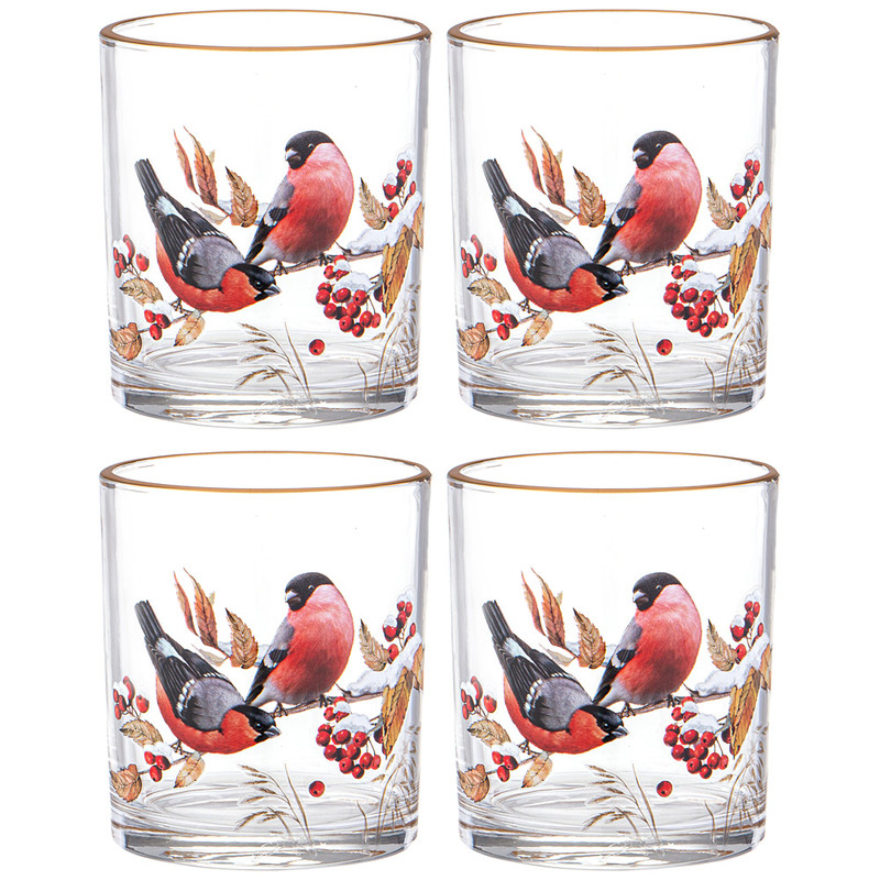 Набор из 4-х стаканов 'Снегири' 320 мл, Agness