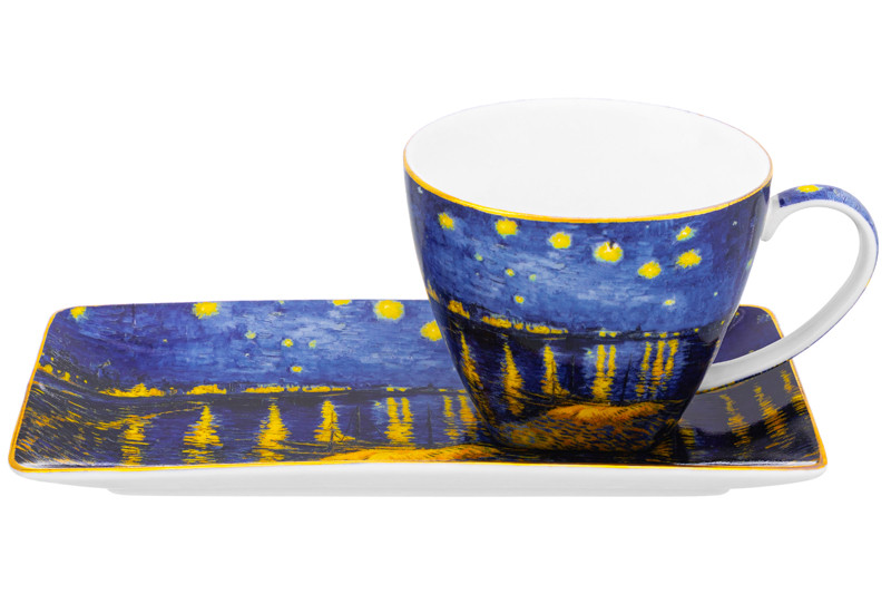 Чашка с блюдцем для десерта 'Звездная ночь над Роной' 250 мл