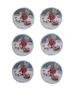 Комплект из 6-ти круглых салфеток 'Большая семья' 11 см, гобе...