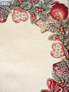 Салфетка круглая 'Венок, Еловые ветки' 45 см, гобелен, серебро, Le Gobelin 2