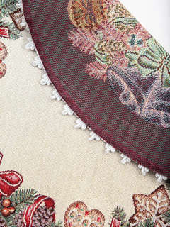 Салфетка круглая 'Венок, Еловые ветки' 45 см, гобелен, серебро, Le Gobelin 3