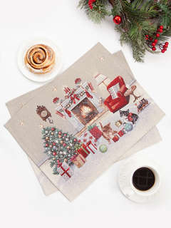 Комплект из 2-х салфеток 'Котята у камина' 35х45 см, гобелен,...