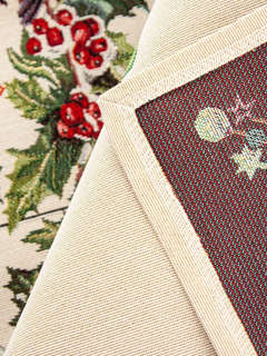 Скатерть 'Новогодние друзья, Снегири' 100х100 см, гобелен, серебро, Le Gobelin 5