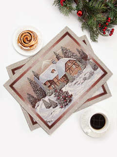 Комплект из 2-х салфеток 'Новогодний вечер' (бежевый фон) 35х...