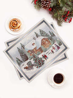 Комплект из 2-х салфеток 'Новогодний вечер' (голубой фон) 35х...